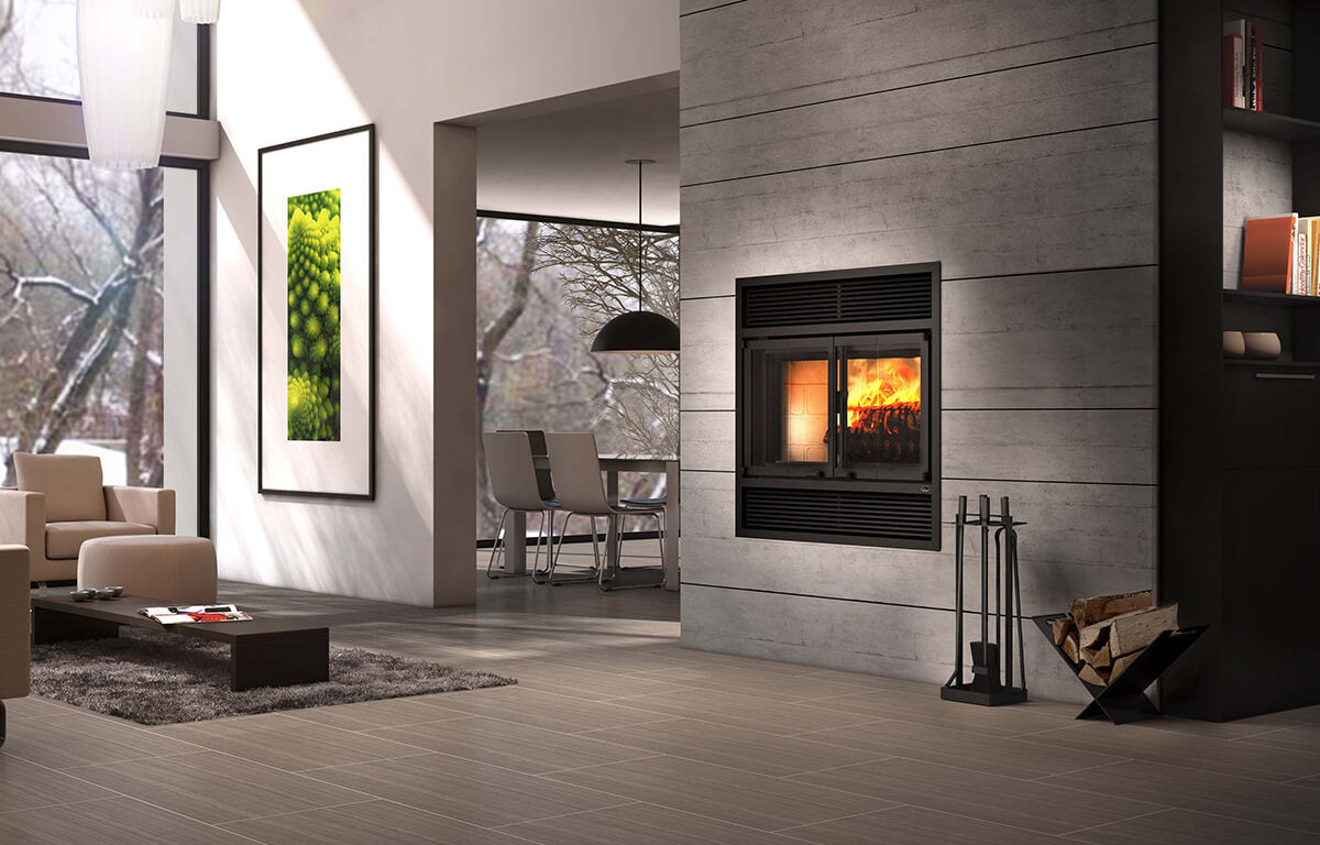 Valcourtinc FP2 Beaumont - Wood Fireplace Modern Style Folding Doors