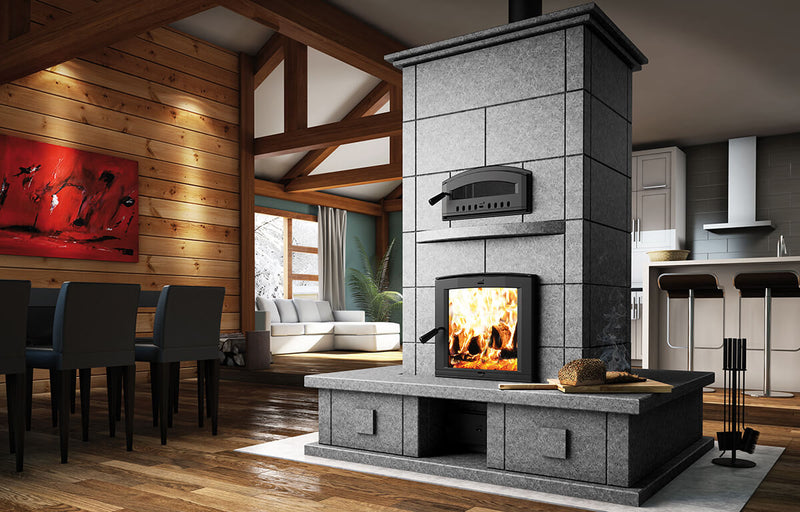 Valcourtinc FM1500 Mass Fireplace with oven and Benches on Four Sides