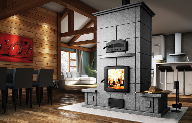 Valcourtinc FM1500 Mass Fireplace with oven and Benches on Both Sides