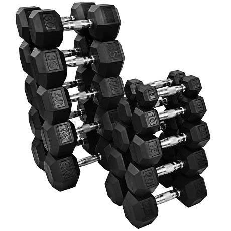 Rubber Hex Set Dumbbell Set (5-50 lbs.)