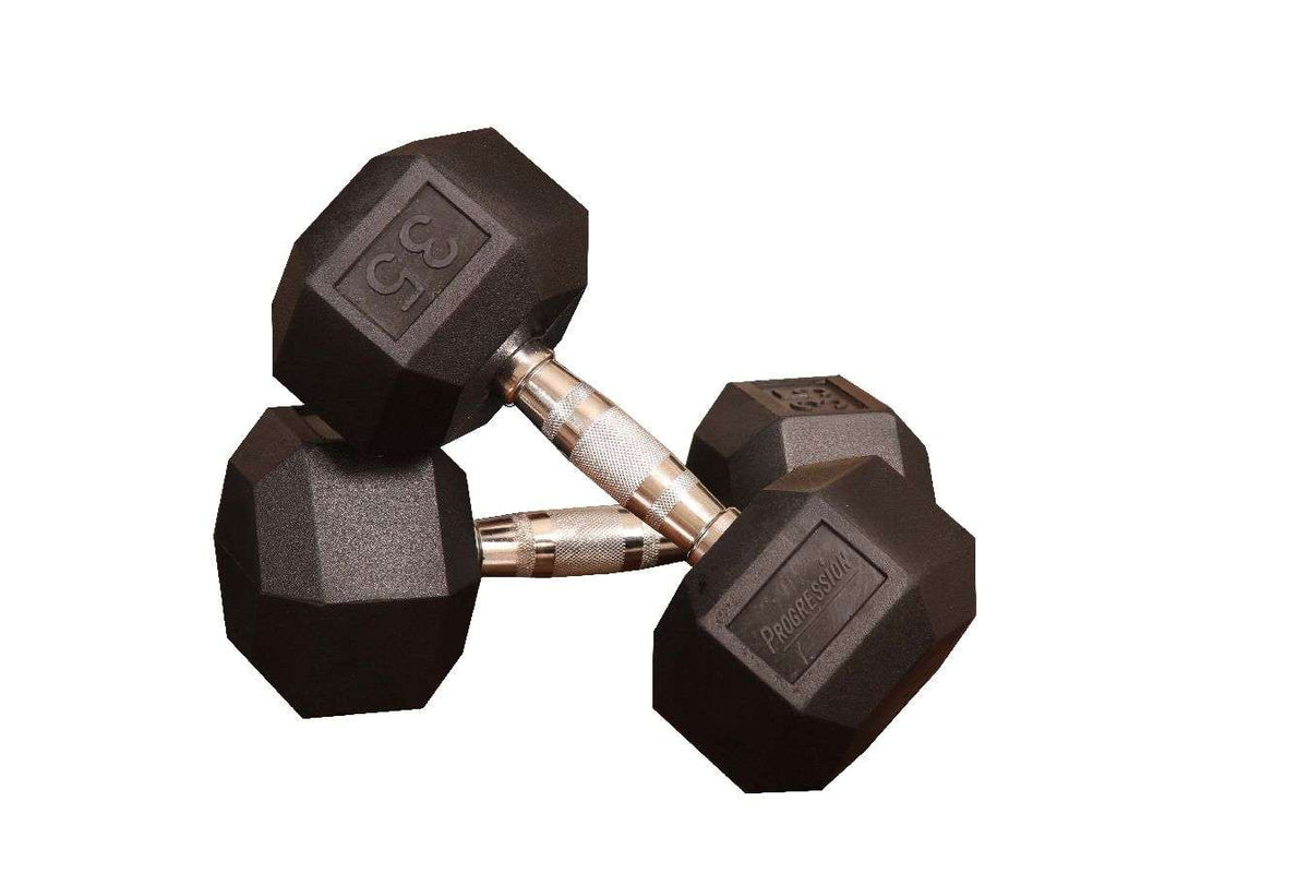 Progression Fitness Dumbbell Rubber Hex